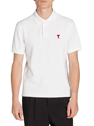 AMI Paris Men's Ami De Coeur Polo Shirt - Blanc | Thumbnail 3 AMI Paris Men's Ami De Coeur Polo Shirt - Blanc | Thumbnail 3