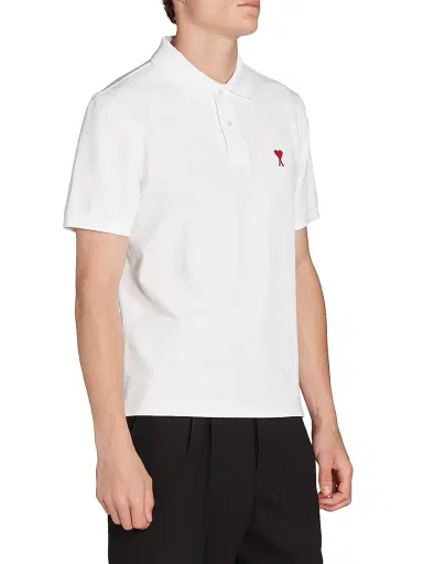 AMI Paris Men's Ami De Coeur Polo Shirt - Blanc | Thumbnail 4 AMI Paris Men's Ami De Coeur Polo Shirt - Blanc | Thumbnail 4