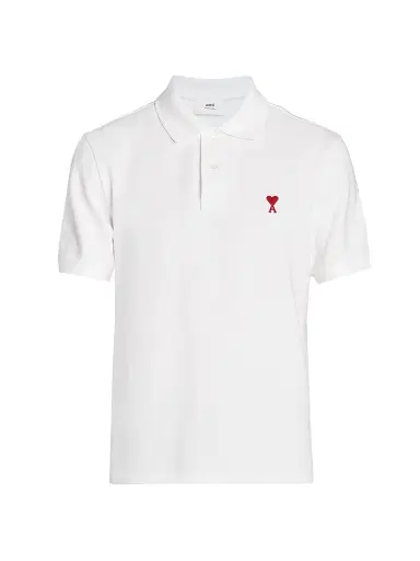 AMI Paris Men's Ami De Coeur Polo Shirt - Blanc | Thumbnail 1 AMI Paris Men's Ami De Coeur Polo Shirt - Blanc | Thumbnail 1