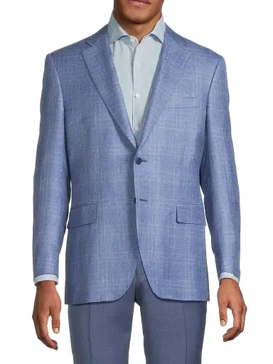 Canali Men's Scratch Wool-Silk-Linen Sportcoat - Blue | Thumbnail 3 Canali Men's Scratch Wool-Silk-Linen Sportcoat - Blue | Thumbnail 3