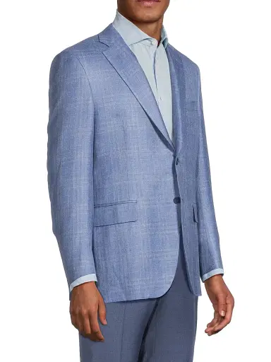 Canali Men's Scratch Wool-Silk-Linen Sportcoat - Blue | Thumbnail 4 Canali Men's Scratch Wool-Silk-Linen Sportcoat - Blue | Thumbnail 4