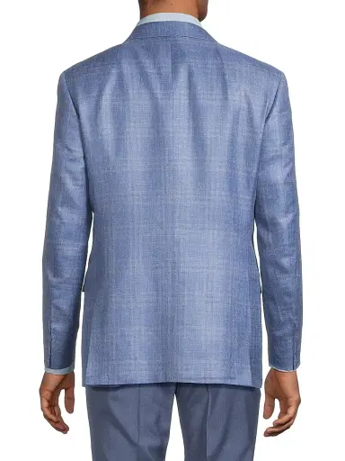 Canali Men's Scratch Wool-Silk-Linen Sportcoat - Blue | Thumbnail 5 Canali Men's Scratch Wool-Silk-Linen Sportcoat - Blue | Thumbnail 5