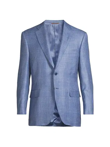 Canali Men's Scratch Wool-Silk-Linen Sportcoat - Blue | Thumbnail 1 Canali Men's Scratch Wool-Silk-Linen Sportcoat - Blue | Thumbnail 1