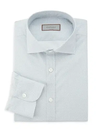 Canali Men's Micro Floral Modern-Fit Shirt - Light Blue | Thumbnail 1 Canali Men's Micro Floral Modern-Fit Shirt - Light Blue | Thumbnail 1