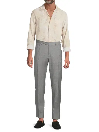 Canali Men's Leaf-Print Button-Front Shirt | Thumbnail 2 Canali Men's Leaf-Print Button-Front Shirt | Thumbnail 2