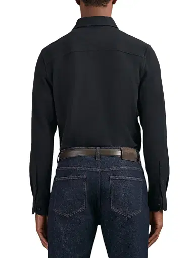 Reiss Men's Forsithe Textured Cotton-Blend Overshirt - Navy | Thumbnail 3 Reiss Men's Forsithe Textured Cotton-Blend Overshirt - Navy | Thumbnail 3