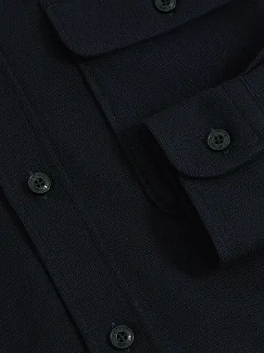 Reiss Men's Forsithe Textured Cotton-Blend Overshirt - Navy | Thumbnail 4 Reiss Men's Forsithe Textured Cotton-Blend Overshirt - Navy | Thumbnail 4
