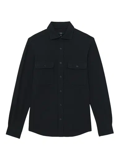 Reiss Men's Forsithe Textured Cotton-Blend Overshirt - Navy | Thumbnail 1 Reiss Men's Forsithe Textured Cotton-Blend Overshirt - Navy | Thumbnail 1