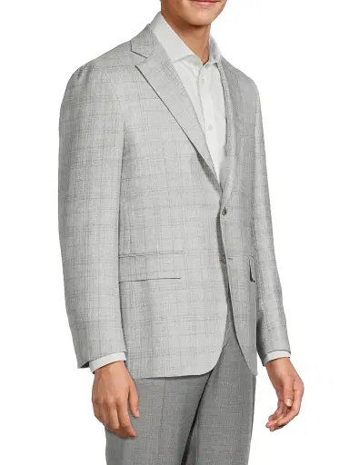 Canali Men's Scratch Wool-Silk-Linen Sportcoat - Light Blue | Thumbnail 4 Canali Men's Scratch Wool-Silk-Linen Sportcoat - Light Blue | Thumbnail 4