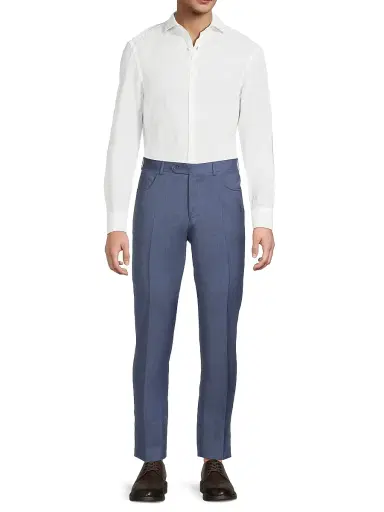 Canali Men's Classic Solid Dress Trousers - Blue | Thumbnail 2 Canali Men's Classic Solid Dress Trousers - Blue | Thumbnail 2