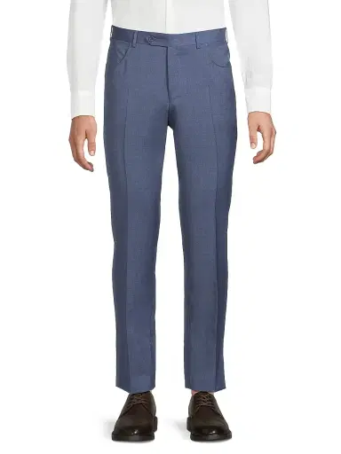 Canali Men's Classic Solid Dress Trousers - Blue | Thumbnail 3 Canali Men's Classic Solid Dress Trousers - Blue | Thumbnail 3