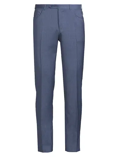 Canali Men's Classic Solid Dress Trousers - Blue | Thumbnail 1 Canali Men's Classic Solid Dress Trousers - Blue | Thumbnail 1