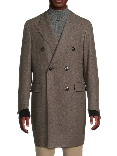 Canali Men's Wool-Cashmere Double-Breasted Coat - Brown | Thumbnail 3 Canali Men's Wool-Cashmere Double-Breasted Coat - Brown | Thumbnail 3