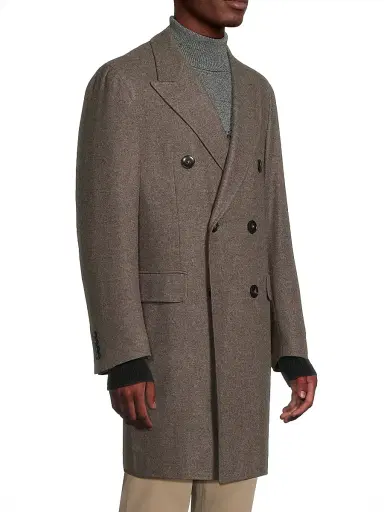 Canali Men's Wool-Cashmere Double-Breasted Coat - Brown | Thumbnail 4 Canali Men's Wool-Cashmere Double-Breasted Coat - Brown | Thumbnail 4