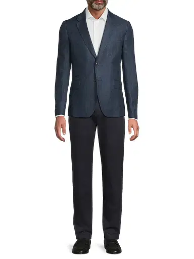Paul Smith Men's Linen-Wool Two-Button Jacket - Navy | Thumbnail 2 Paul Smith Men's Linen-Wool Two-Button Jacket - Navy | Thumbnail 2
