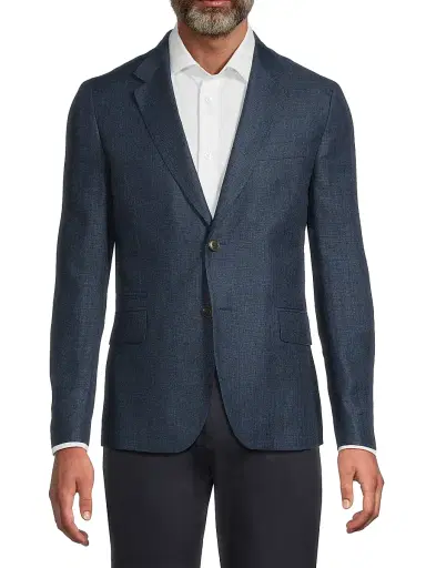 Paul Smith Men's Linen-Wool Two-Button Jacket - Navy | Thumbnail 3 Paul Smith Men's Linen-Wool Two-Button Jacket - Navy | Thumbnail 3