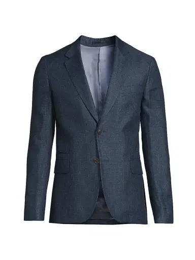 Paul Smith Men's Linen-Wool Two-Button Jacket - Navy | Thumbnail 1 Paul Smith Men's Linen-Wool Two-Button Jacket - Navy | Thumbnail 1