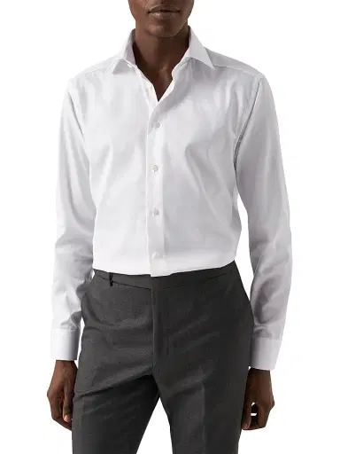 Eton Men's Super Slim Fit Twill Shirt - White | Thumbnail 3 Eton Men's Super Slim Fit Twill Shirt - White | Thumbnail 3
