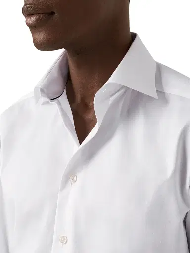 Eton Men's Super Slim Fit Twill Shirt - White | Thumbnail 5 Eton Men's Super Slim Fit Twill Shirt - White | Thumbnail 5