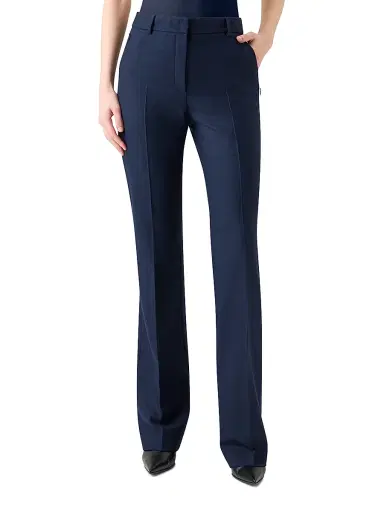 Akris Women's Marilyn Strech Flannel Boot-Cut Pants - Navy | Thumbnail 2 Akris Women's Marilyn Strech Flannel Boot-Cut Pants - Navy | Thumbnail 2
