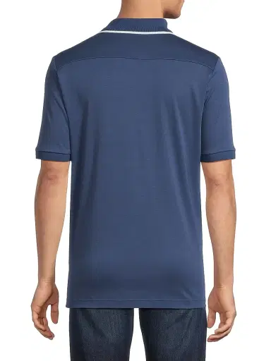 Eton Men's Tipped Collar Jersey Polo Shirt - Blue | Thumbnail 5 Eton Men's Tipped Collar Jersey Polo Shirt - Blue | Thumbnail 5