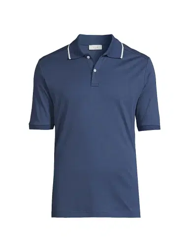 Eton Men's Tipped Collar Jersey Polo Shirt - Blue | Thumbnail 1 Eton Men's Tipped Collar Jersey Polo Shirt - Blue | Thumbnail 1