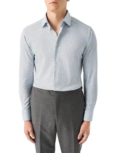 Eton Men's Slim-Fit Neat Medallion 4Flex Shirt - Blue | Thumbnail 3 Eton Men's Slim-Fit Neat Medallion 4Flex Shirt - Blue | Thumbnail 3