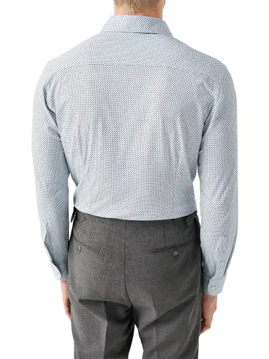 Eton Men's Slim-Fit Neat Medallion 4Flex Shirt - Blue | Thumbnail 4 Eton Men's Slim-Fit Neat Medallion 4Flex Shirt - Blue | Thumbnail 4