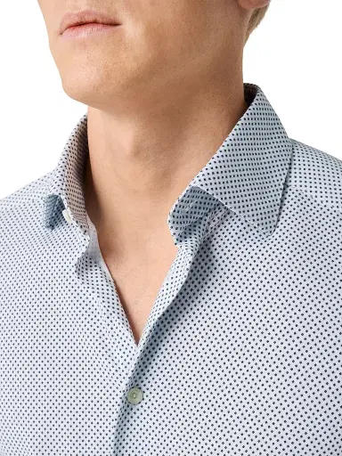 Eton Men's Slim-Fit Neat Medallion 4Flex Shirt - Blue | Thumbnail 5 Eton Men's Slim-Fit Neat Medallion 4Flex Shirt - Blue | Thumbnail 5