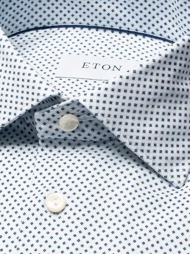 Eton Men's Slim-Fit Neat Medallion 4Flex Shirt - Blue | Thumbnail 7 Eton Men's Slim-Fit Neat Medallion 4Flex Shirt - Blue | Thumbnail 7
