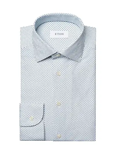 Eton Men's Slim-Fit Neat Medallion 4Flex Shirt - Blue | Thumbnail 1 Eton Men's Slim-Fit Neat Medallion 4Flex Shirt - Blue | Thumbnail 1