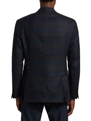 Emporio Armani Men's Patch Pocket Plaid Wool Sport Coat - Navy - Size 42 | Thumbnail 5 Emporio Armani Men's Patch Pocket Plaid Wool Sport Coat - Navy - Size 42 | Thumbnail 5