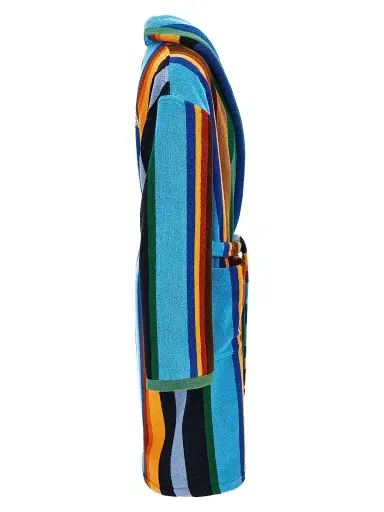 Versace Men's Medusa Jacquard Striped Terry Robe - Blue Multicolor | Thumbnail 3 Versace Men's Medusa Jacquard Striped Terry Robe - Blue Multicolor | Thumbnail 3
