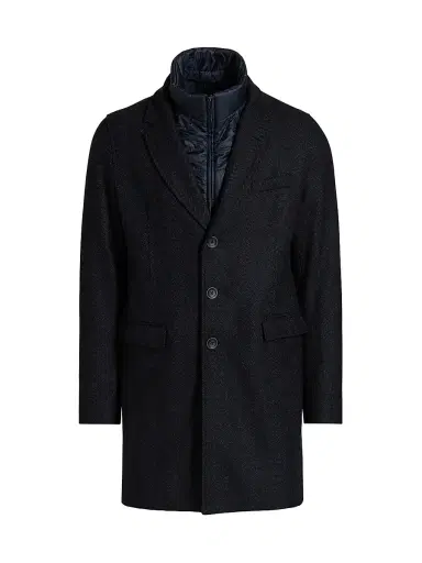 Herno Men's Herringbone Wool-Blend Coat - Blue Navy | Thumbnail 1 Herno Men's Herringbone Wool-Blend Coat - Blue Navy | Thumbnail 1