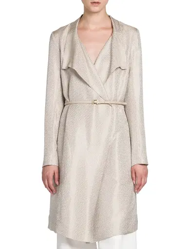 Giorgio Armani Women's Belted Metallic Jacquard Jacket - Gold - Size 12 | Thumbnail 3 Giorgio Armani Women's Belted Metallic Jacquard Jacket - Gold - Size 12 | Thumbnail 3