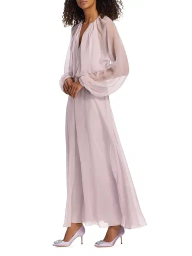 Giorgio Armani Women's Blouson Zip-Front Silk Gown | Thumbnail 4 Giorgio Armani Women's Blouson Zip-Front Silk Gown | Thumbnail 4