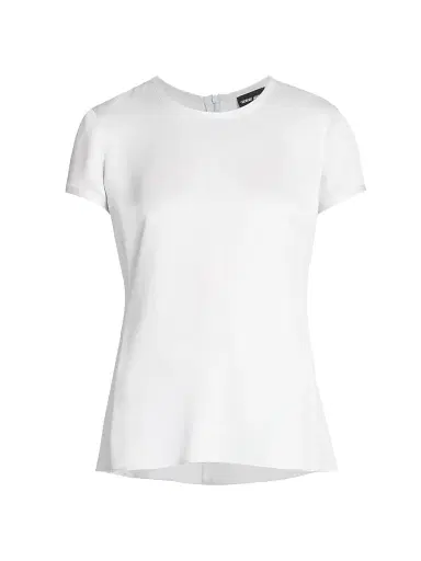 Giorgio Armani Women's Silk Short-Sleeve Shirt - Ice - Size 12 | Thumbnail 1 Giorgio Armani Women's Silk Short-Sleeve Shirt - Ice - Size 12 | Thumbnail 1