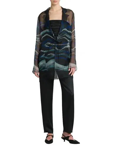 Giorgio Armani Women's Tie-Front Silk Jacket | Thumbnail 2 Giorgio Armani Women's Tie-Front Silk Jacket | Thumbnail 2