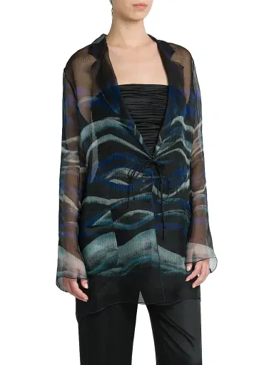 Giorgio Armani Women's Tie-Front Silk Jacket | Thumbnail 4 Giorgio Armani Women's Tie-Front Silk Jacket | Thumbnail 4