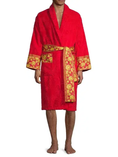 Versace Men's Cotton Logo Bathrobe | Thumbnail 3 Versace Men's Cotton Logo Bathrobe | Thumbnail 3