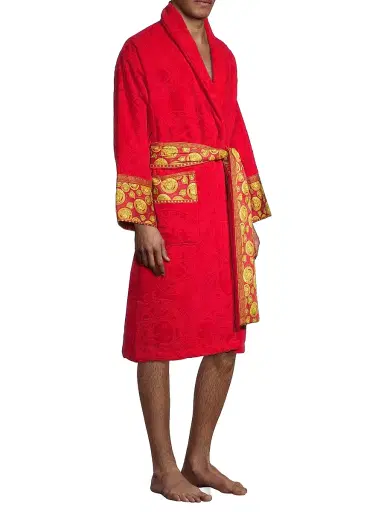 Versace Men's Cotton Logo Bathrobe | Thumbnail 4 Versace Men's Cotton Logo Bathrobe | Thumbnail 4