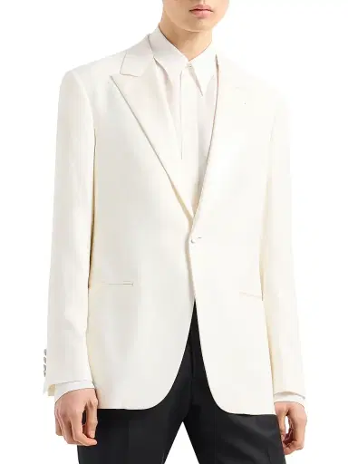 Emporio Armani Men's Satin-Lapel Dinner Jacket - Cloud Dancer - Size 42 | Thumbnail 3 Emporio Armani Men's Satin-Lapel Dinner Jacket - Cloud Dancer - Size 42 | Thumbnail 3