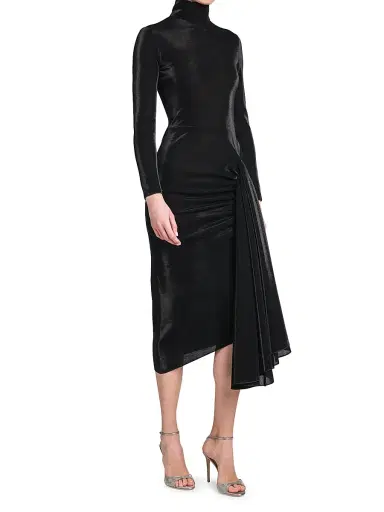 Giorgio Armani Women's Draped Jersey Dress - Nero | Thumbnail 4 Giorgio Armani Women's Draped Jersey Dress - Nero | Thumbnail 4