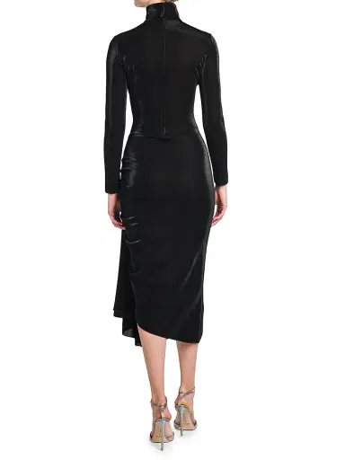 Giorgio Armani Women's Draped Jersey Dress - Nero | Thumbnail 5 Giorgio Armani Women's Draped Jersey Dress - Nero | Thumbnail 5