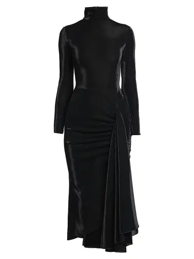 Giorgio Armani Women's Draped Jersey Dress - Nero | Thumbnail 1 Giorgio Armani Women's Draped Jersey Dress - Nero | Thumbnail 1