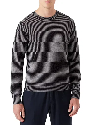 Giorgio Armani Men's Striped Crewneck Cashmere Jumper | Thumbnail 3 Giorgio Armani Men's Striped Crewneck Cashmere Jumper | Thumbnail 3