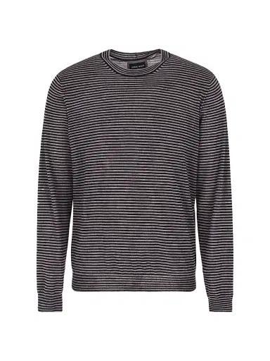 Giorgio Armani Men's Striped Crewneck Cashmere Jumper | Thumbnail 1 Giorgio Armani Men's Striped Crewneck Cashmere Jumper | Thumbnail 1
