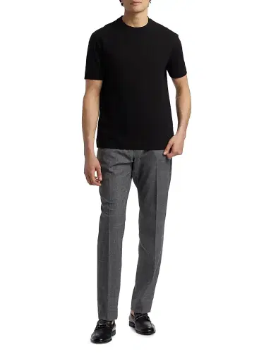 Emporio Armani Men's Basket-Weave Cotton T-Shirt - Black | Thumbnail 2 Emporio Armani Men's Basket-Weave Cotton T-Shirt - Black | Thumbnail 2