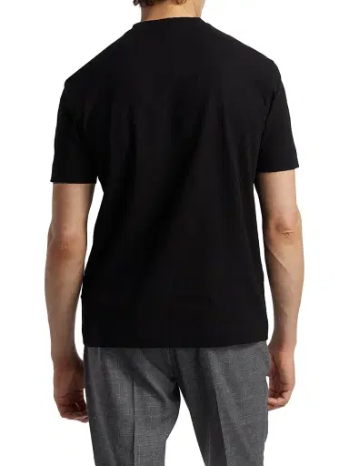 Emporio Armani Men's Basket-Weave Cotton T-Shirt - Black | Thumbnail 5 Emporio Armani Men's Basket-Weave Cotton T-Shirt - Black | Thumbnail 5