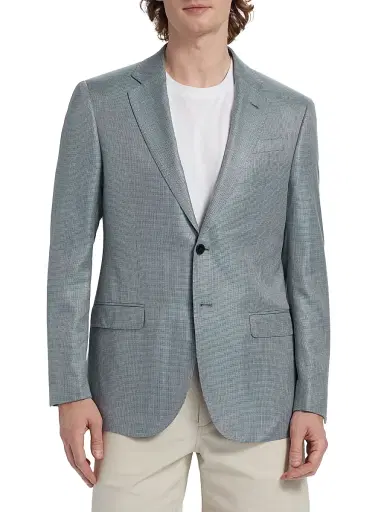 Emporio Armani Men's Textured Single-Breasted Jacket - Grey | Thumbnail 3 Emporio Armani Men's Textured Single-Breasted Jacket - Grey | Thumbnail 3
